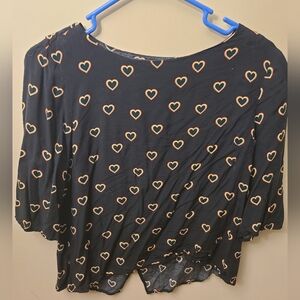 Sugarhill Boutique Heart Shirt 3/4 Sleeve Open Back Sz4